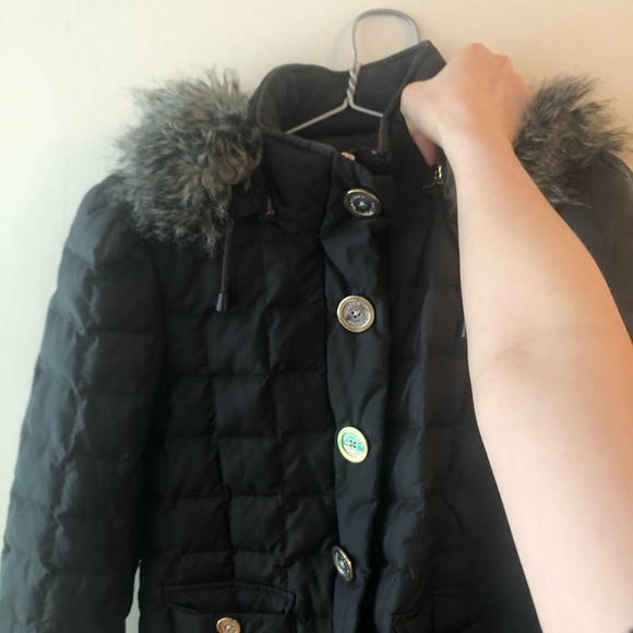 Juicy Couture Coat  Black Puffer Jacket Hooded Fur - Picture 2 of 10